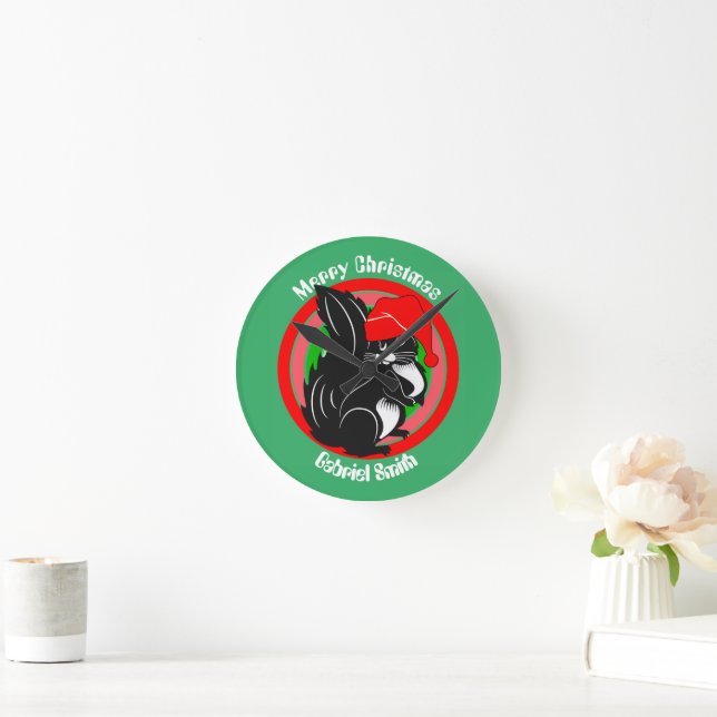 squirrel christmas gifts, personalised name  round clock (Home)