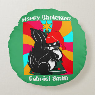 squirrel christmas gifts, personalized name    round cushion