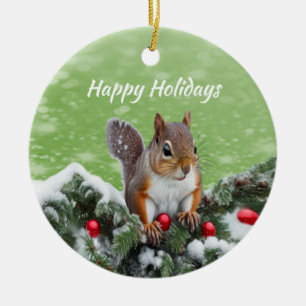 Squirrel Christmas Holidays Ornament