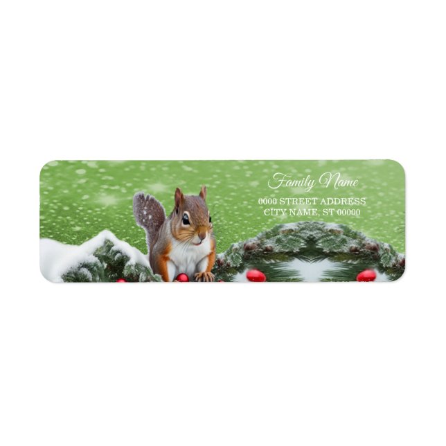 Squirrel Christmas Holidays Return Address Label (Front)