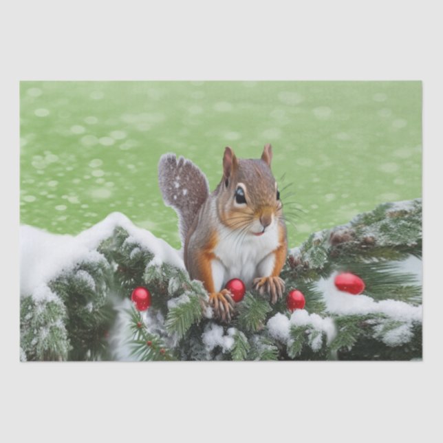 Squirrel Christmas Holidays Tissue Paper (Front)