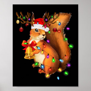 Squirrel Christmas Light Family Matching Pajama Xm Poster