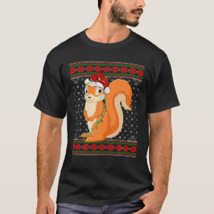 Squirrel Christmas Lights Ugly Sweater Santa Squir