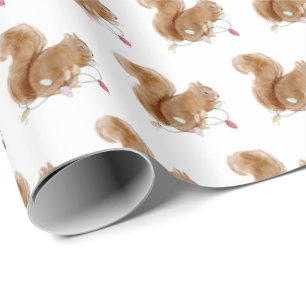 Squirrel Christmas Lights Wrapping Paper