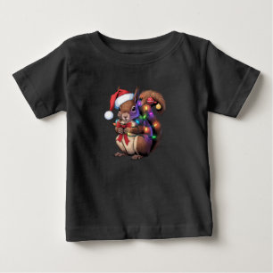 Squirrel Christmas Lights Xmas Party Family Baby T-Shirt