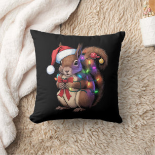 Squirrel Christmas Lights Xmas Party Family Cushion