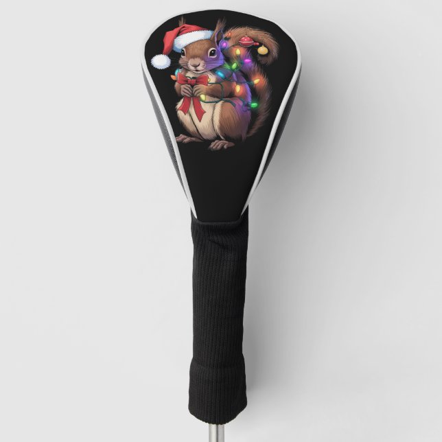 Squirrel Christmas Lights Xmas Party Family Golf Head Cover (Front)