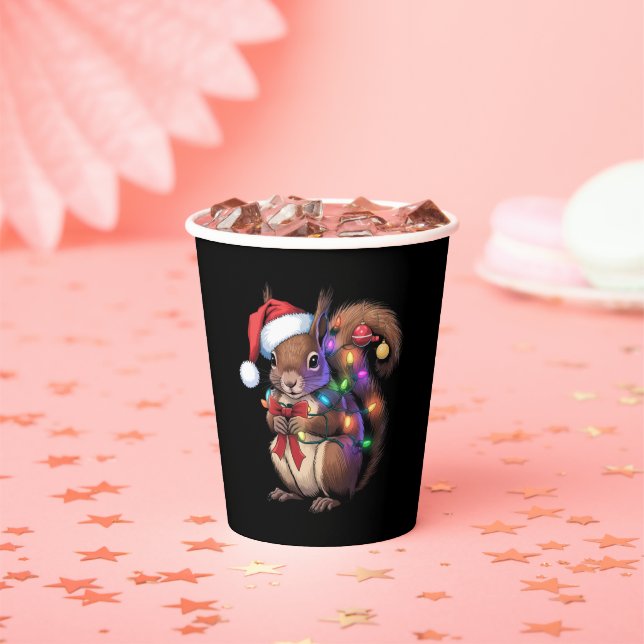 Squirrel Christmas Lights Xmas Party Family Paper Cups (Insitu)