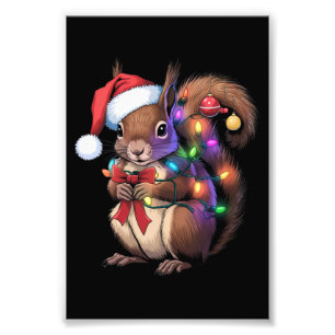 Squirrel Christmas Lights Xmas Party Family Photo Print