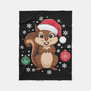 Squirrel Christmas Merry Christmas Festive Xmas Ho Fleece Blanket