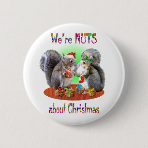 Squirrel Christmas Nuts 6 Cm Round Badge