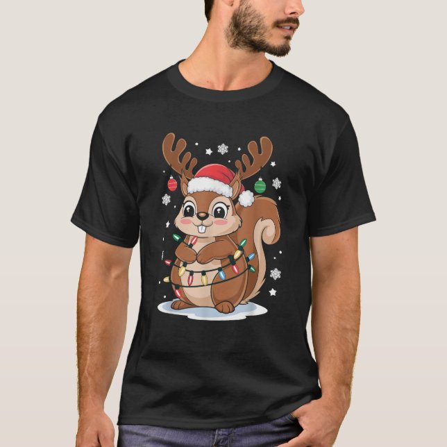 Squirrel Christmas Santa Hat Christmas Vacation Sq T-Shirt (Front)