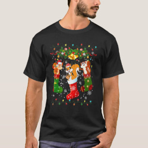 Squirrel Christmas Stocks X-Mas Lights Pajama Matc T-Shirt