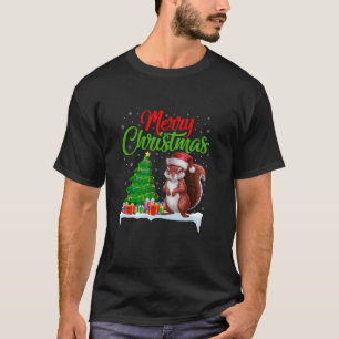 Squirrel Christmas Tree Lights Funny Xmas Squirrel T-Shirt