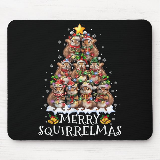 Squirrel Christmas Tree Lights Merry Squirrelmas S Mouse Mat (Front)