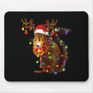 Squirrel Christmas Tree Lights Reindeer Santa Hat  Mouse Mat