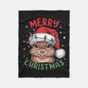 Squirrel Christmas Tree Lights Xmas Sweater Men Wo Fleece Blanket