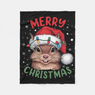 Squirrel Christmas Tree Lights Xmas Sweater Men Wo Fleece Blanket