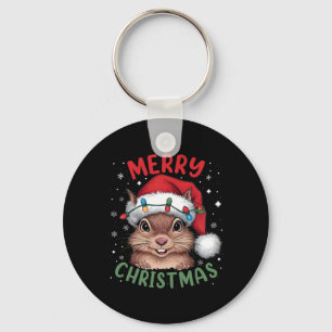 Squirrel Christmas Tree Lights Xmas Sweater Men Wo Key Ring