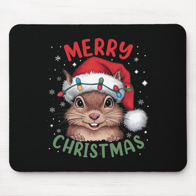 Squirrel Christmas Tree Lights Xmas Sweater Men Wo Mouse Mat (Front)