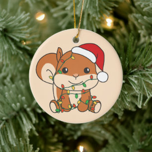 Squirrel Christmas Winter Animals Holiday Squirrel Ceramic Tree Decoration