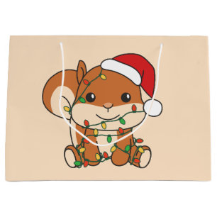 Squirrel Christmas Winter Animals Holiday Squirrel Large Gift Bag