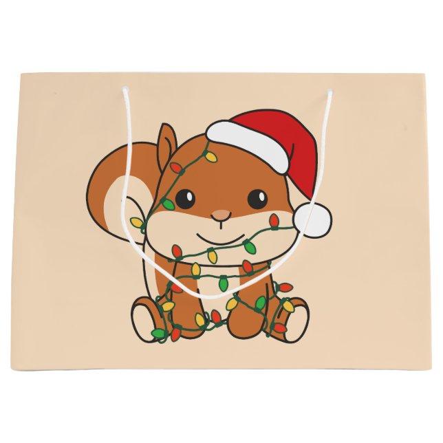 Squirrel Christmas Winter Animals Holiday Squirrel Large Gift Bag (Front)