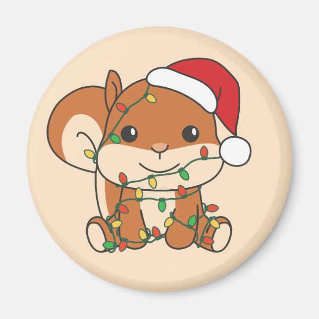 Squirrel Christmas Winter Animals Holiday Squirrel Magnet (Front)