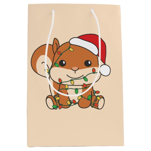 Squirrel Christmas Winter Animals Holiday Squirrel Medium Gift Bag (Front)