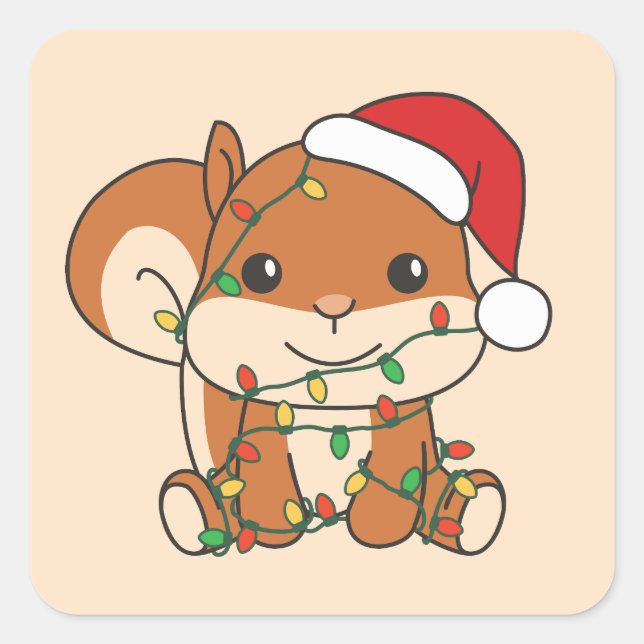 Squirrel Christmas Winter Animals Holiday Squirrel Square Sticker (Front)