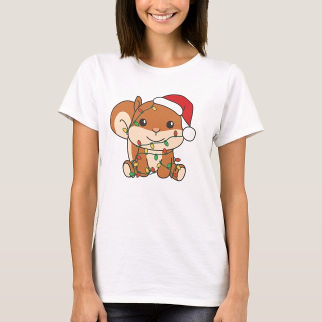 Squirrel Christmas Winter Animals Holiday Squirrel T-Shirt (Front)