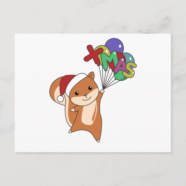 Squirrel Christmas Winter Animals Postcard (Front)