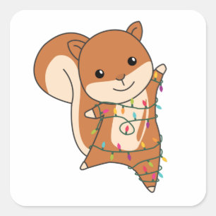 Squirrel Christmas Winter Animals Square Sticker