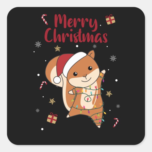 Squirrel Christmas Winter Animals Square Sticker (Front)