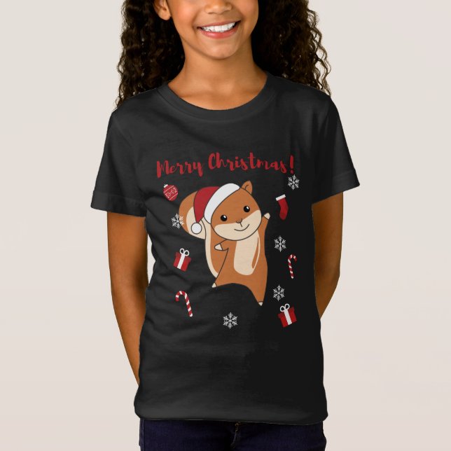 Squirrel Christmas Winter Animals T-Shirt (Front)