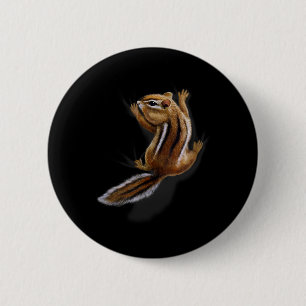 Squirrel Climbing Up, Playful Chipmunk 6 Cm Round Badge