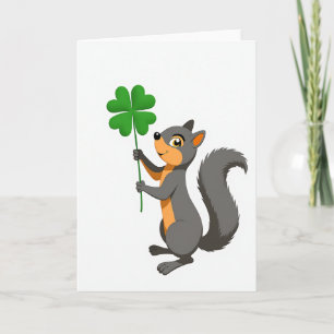 Squirrel Clover Luck Card