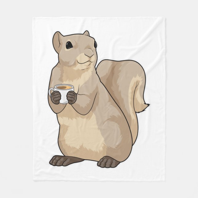Squirrel Coffee Cup Fleece Blanket (Front)