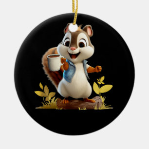 Squirrel Coffee Cup Funny Coffee Drinking Squirrel Ceramic Tree Decoration