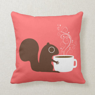 Squirrel Coffee Lover Cushion