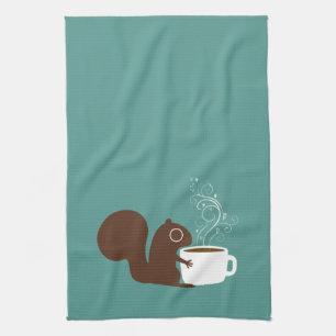 Squirrel Coffee Lover Fun Animal Lover's Tea Towel