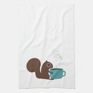 Squirrel Coffee Lover Fun Animal Lover's Tea Towel