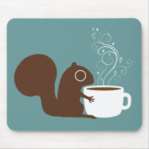 Squirrel Coffee Lover Mouse Mat