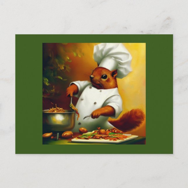 Squirrel Cooking Stir Fry Postcard (Front)