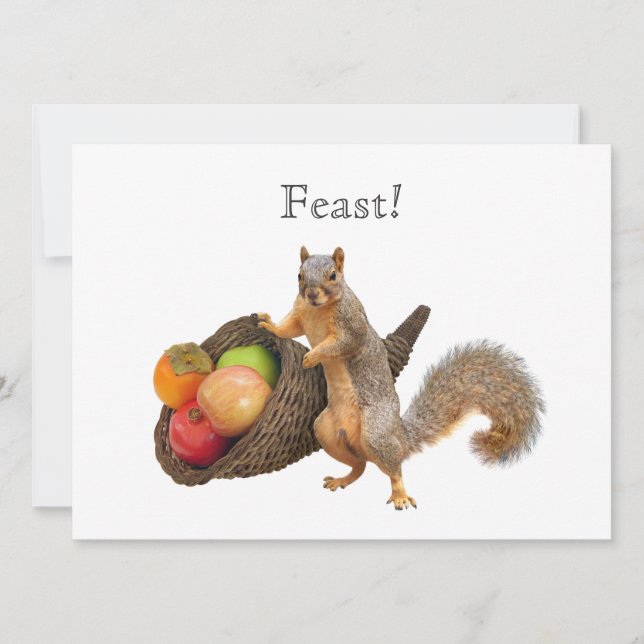 Squirrel Cornucopia Feast Invitation (Front)