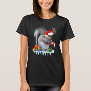 Squirrel Costume Santa Lights Hat Snowman Christma T-Shirt