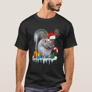 Squirrel Costume Santa Lights Hat Snowman Christma T-Shirt
