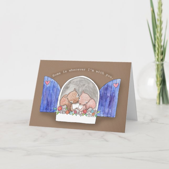 Squirrel couple cute anniversary Valentine love  Card (Front)