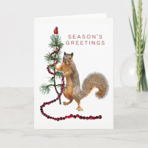 Squirrel Cranberry Garland Season's Greeting Card