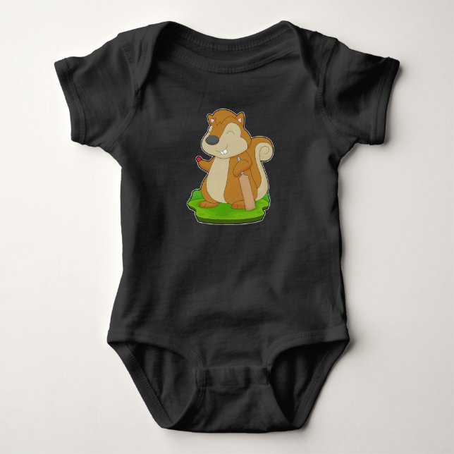 Squirrel Cricket Cricket bat Baby Bodysuit (Front)
